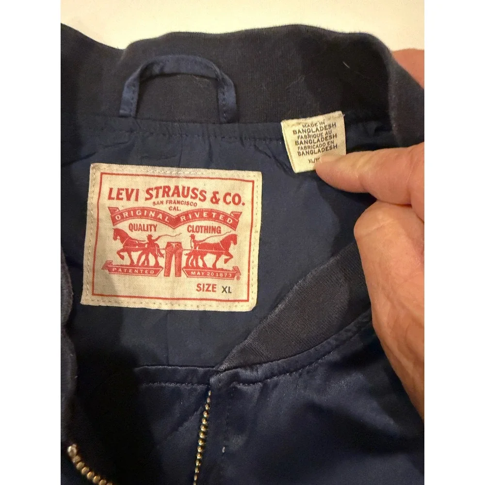 Levi's Bomber Jacket XL Navy Cream Colorblock Full Zip Varsity Streetwear